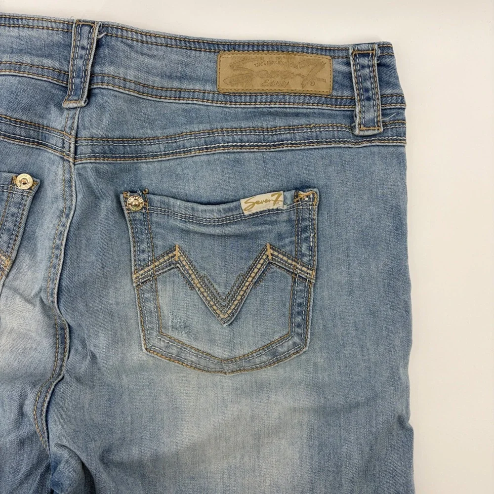 Seven7 Bermuda Shorts Womens 10 Distressed Denim Light Wash 10
